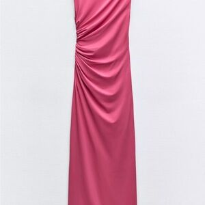 Zara Fuchsia Ruched Maxi Dress